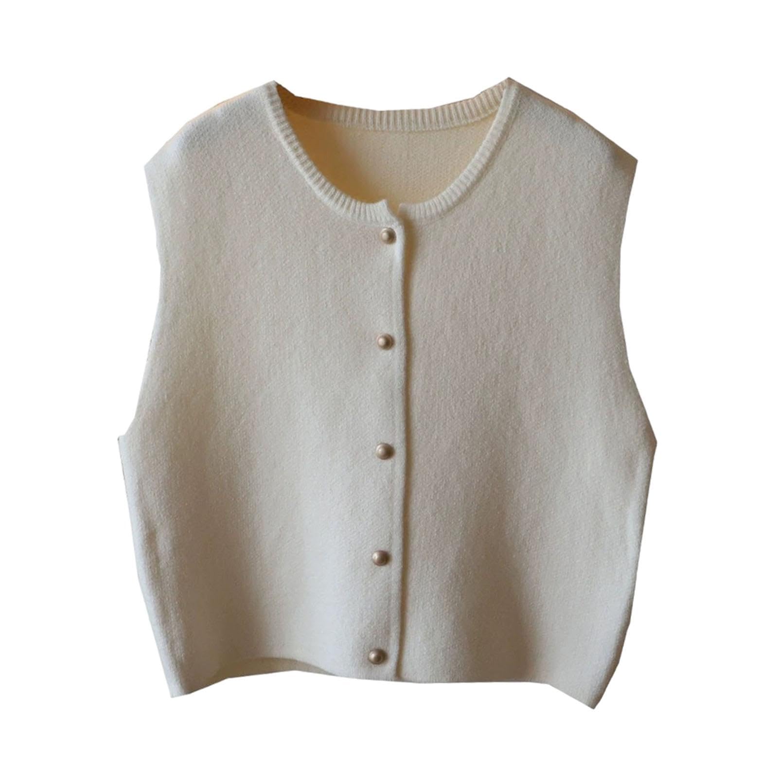 VISTORA Knitted Vest Clothes Modern Sport Vintage Style Lightweight Sleeveless Gilet White|Womens Clothing|Coats & Jackets
