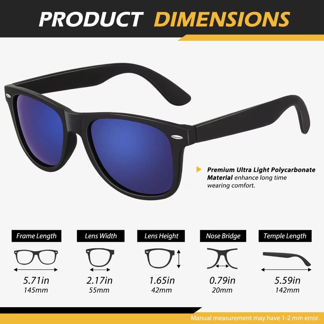 LINVO Occhiali da Sole da Uomo Donna Polarizzati Guida Protezione 100% UV400 Retrò Anni '80 Design