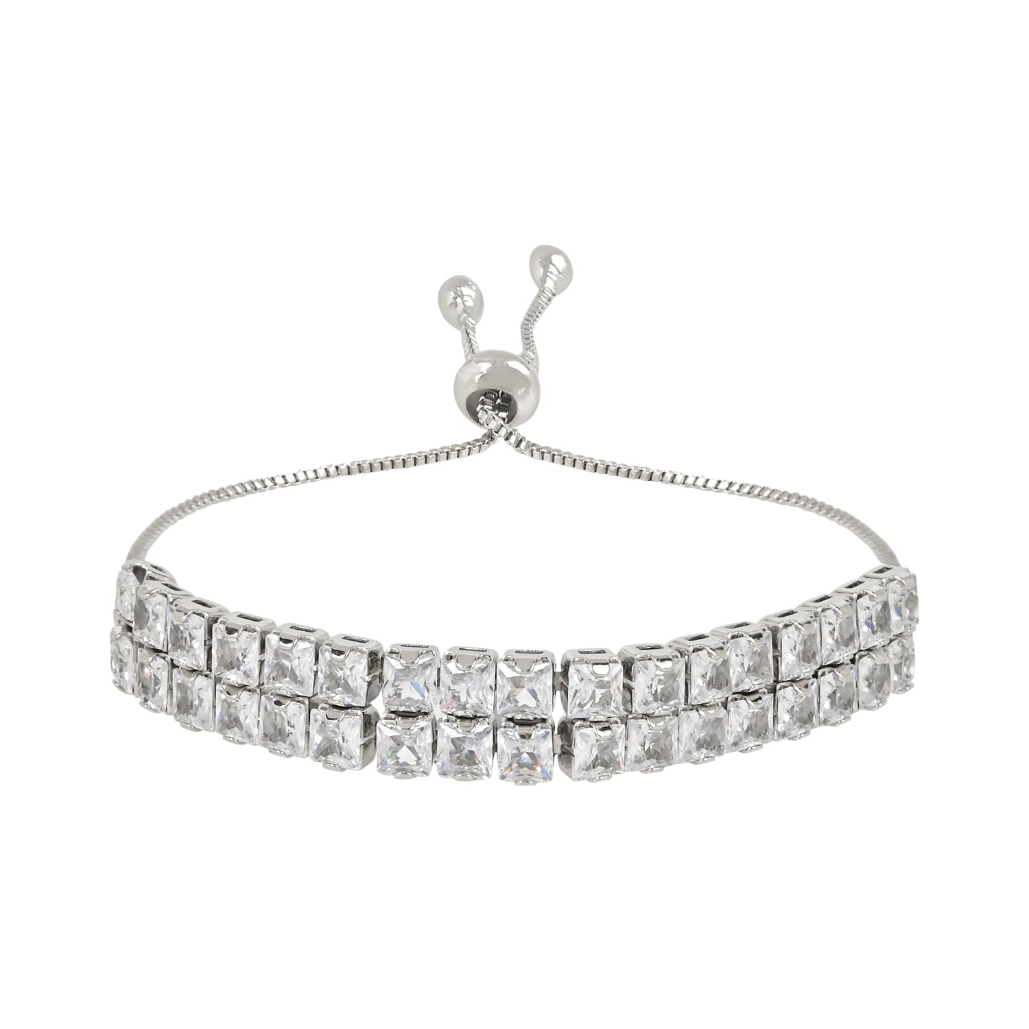 I Jewels Stylish Silver Plated Cubic Zirconia American Diamond Adjustable Bracelet For Women & Girls (B0C8SYZT7Y) Amazon Price History, Amazon Price Tracker