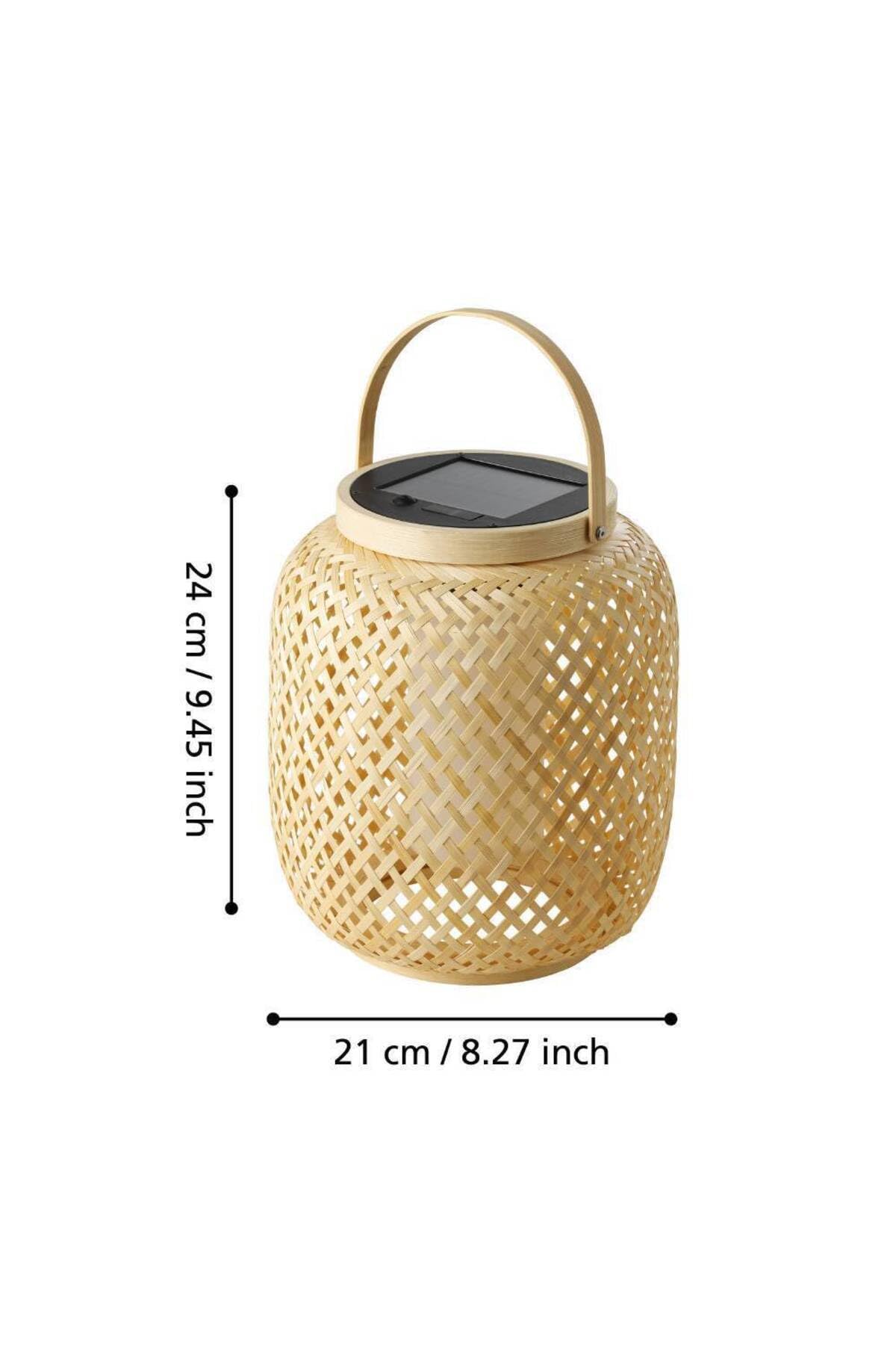 EGLO Marliano Lámpara de mesa solar led, lámpara solar para exteriores para el jardín y la terraza, balcón de ratán decorativo, iluminación exterior boho, linterna para exteriores de ratán, IP44