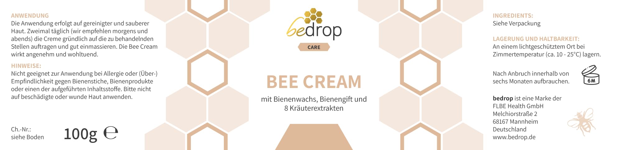 bedrop Wohlfühlset | Bee Cream (Bienengiftsalbe) 100g + Gelée Royale Kapseln 60 Kapseln, reich an Biotin, Folsäure & mehr