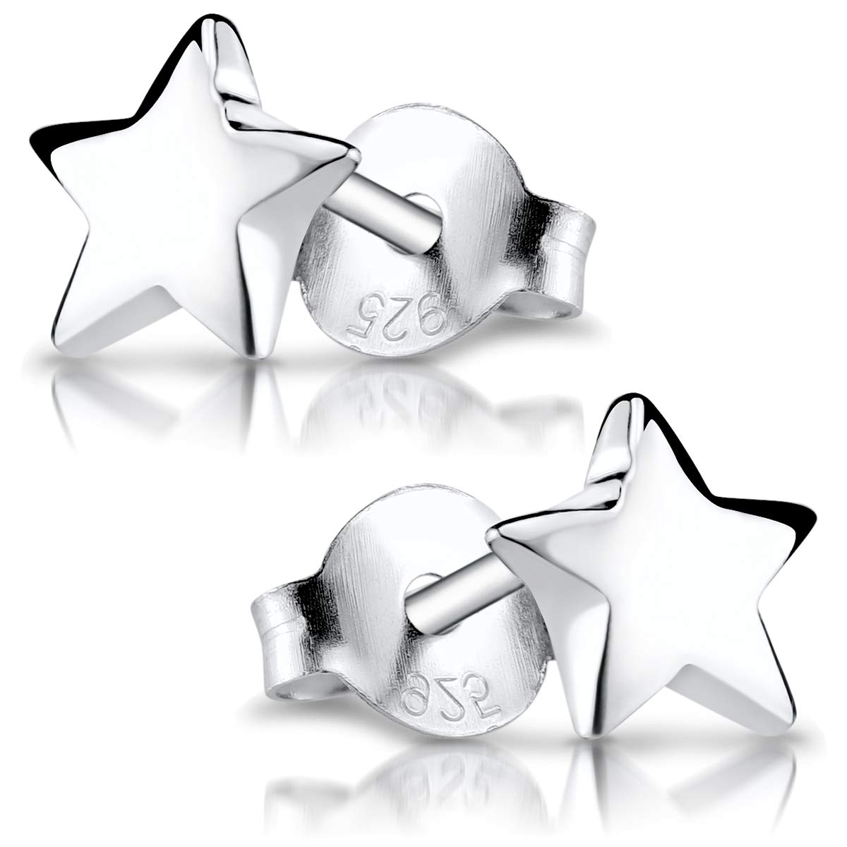 Orecchini a Perno Piccoli e Scintillanti a Forma di Stella in Argento
