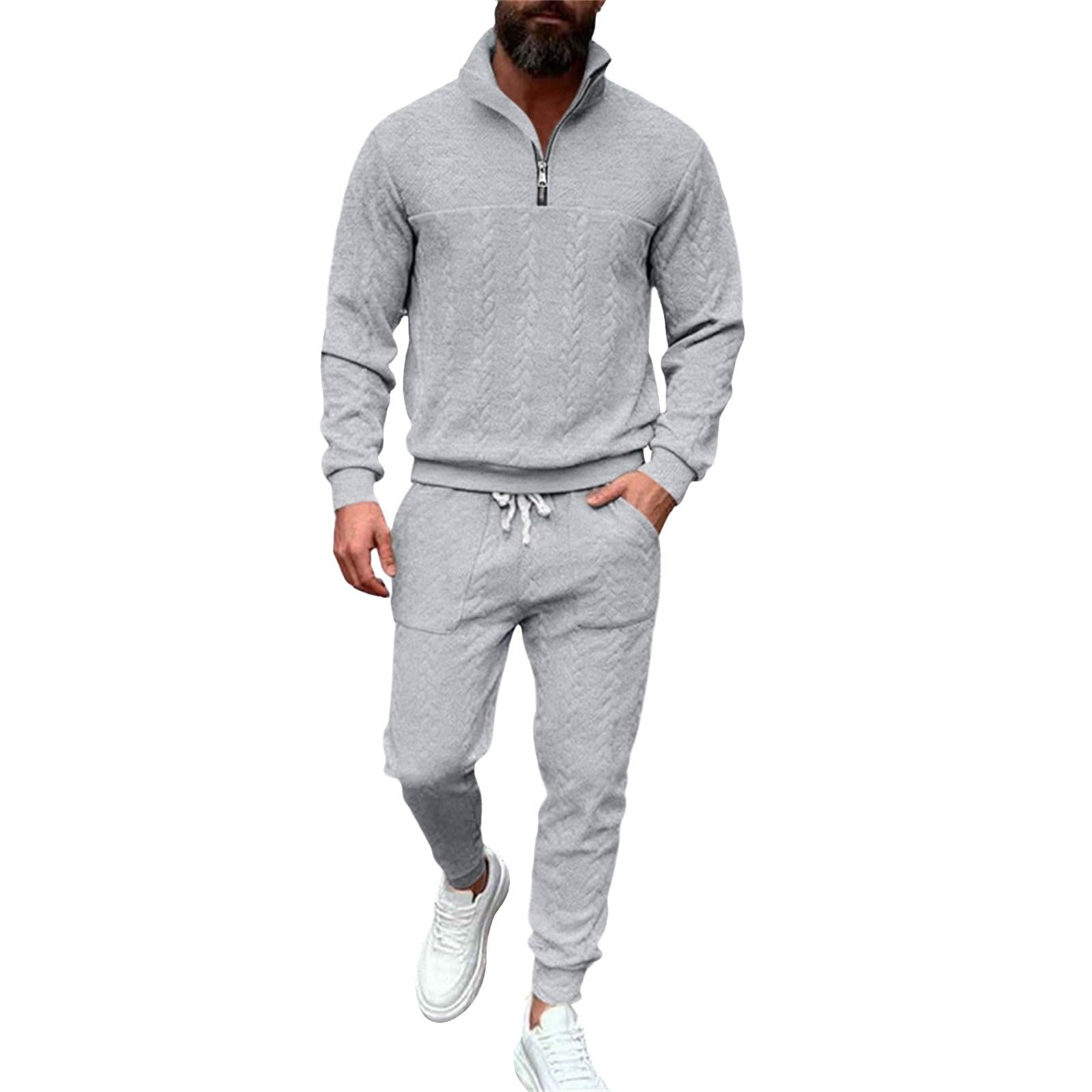 Generico Chándal completo para hombre con sudadera con cremallera y