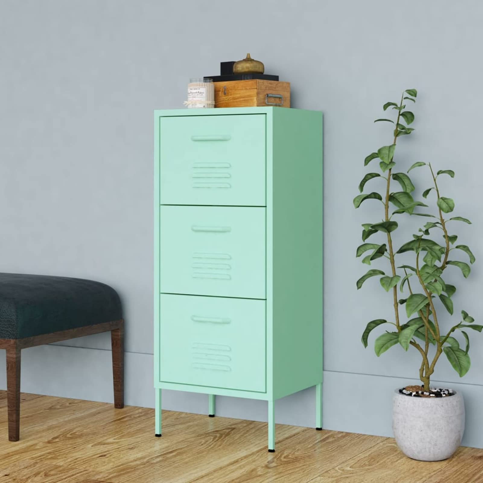 Lagerschrank Minzgrün 42,5x35x101,5 cm LagerschräNke Gartenschrank Lagerschrank Highboard Schrank Stahl