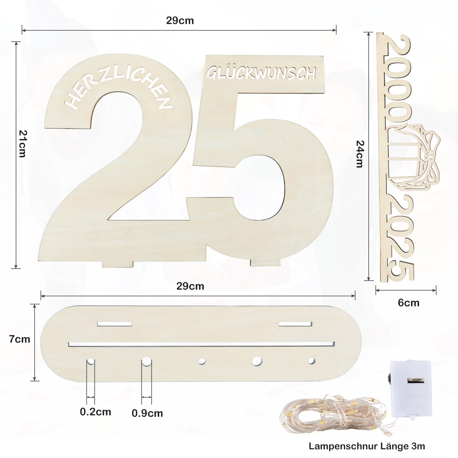 Regalo Di Compleanno Originale In Legno Con Luci LED: Kit Fai Da Te Personalizzabile Con Numeri, Decorazione Per Matrimoni, Anniversari - 5