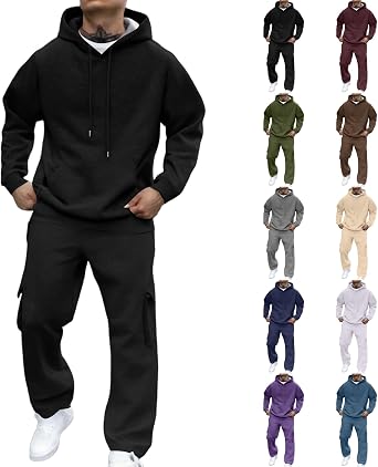 Track Suits Mens 2 Piece Set Sweatsuits Fleece Hoodie and Sweatpants Workout Gym Jogging Sweat Suits Lounge Outfit