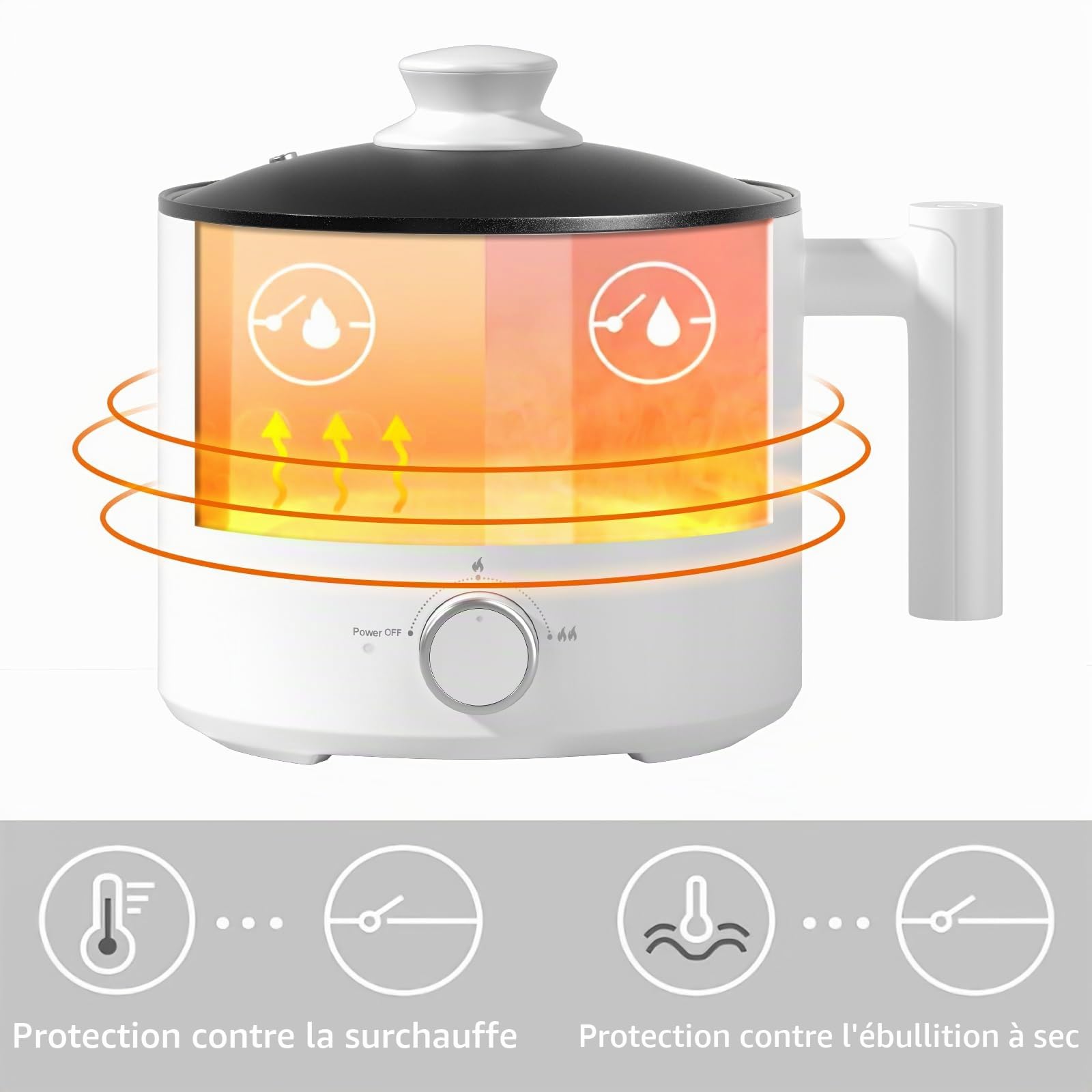 Food Party Appareil à Fondue Chinoise Electrique Hot Pot Avec Cuiseur Vapeur Casserole 1,8L 220V Hotpot Wok Electrique