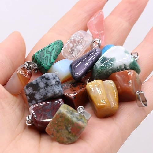 Miniatura 5 de 20 dijes de piedra natural irregulares al azar mezclados de ágata de cristal curativo para hacer joyas, collares, aretes, meditación, Piedra Ágata