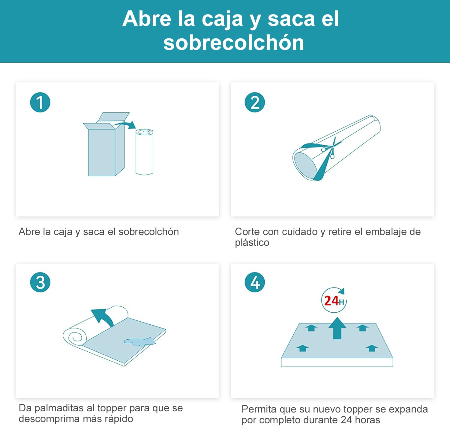 Amazon Basics Colchón de Espuma viscoelástica Topper con memoria con Funda removible y lavable, 135 x 190 cm, 7 cm, Blanco