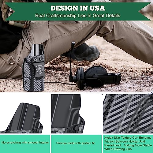 Glock 43 Holster G43X Holster Iwb Carbon Fiber Kydex Holster Fit: Glock 43 / Glock 43X(Not Fit G43X Mos) Pistol, Inside Waistband Condealed Carry Holster G43 G43X, Adj. Cant & Retention, Right Hand #TOP5