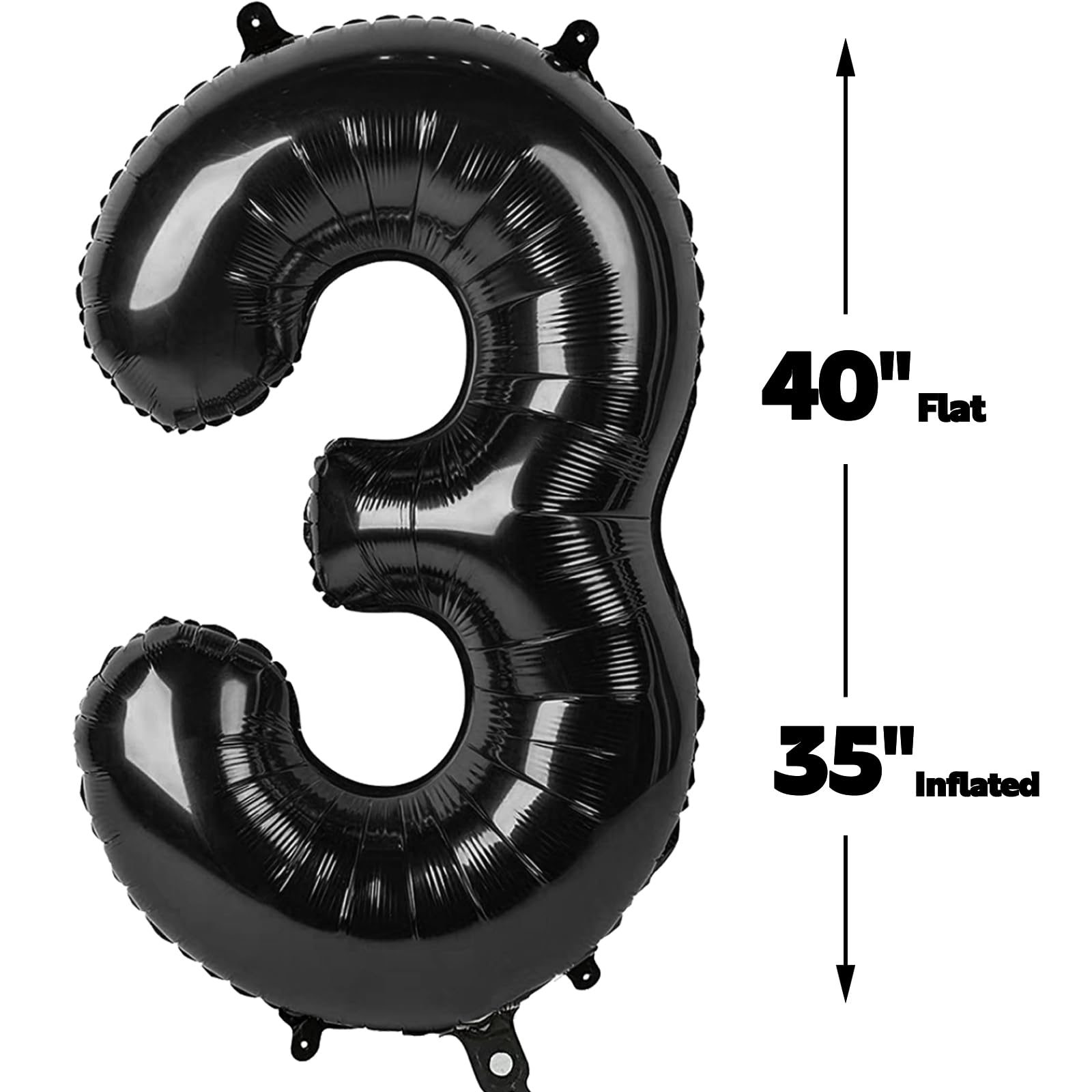 Ballon En Aluminium En Forme De Chiffre 3 Pour Décoration De Fête D' Anniversaire, Fête Prénatale, Anniversaire De Mariage - 101,6 Cm - Noir Et Blanc - Numéro 3