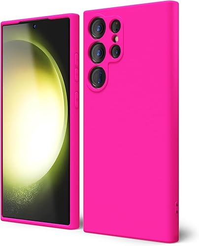 Miniatura 1 de Oakxco Funda protectora para Samsung Galaxy S23 Ultra de silicona líquida, color sólido brillante fluorescente, bonita funda protectora delgada de
