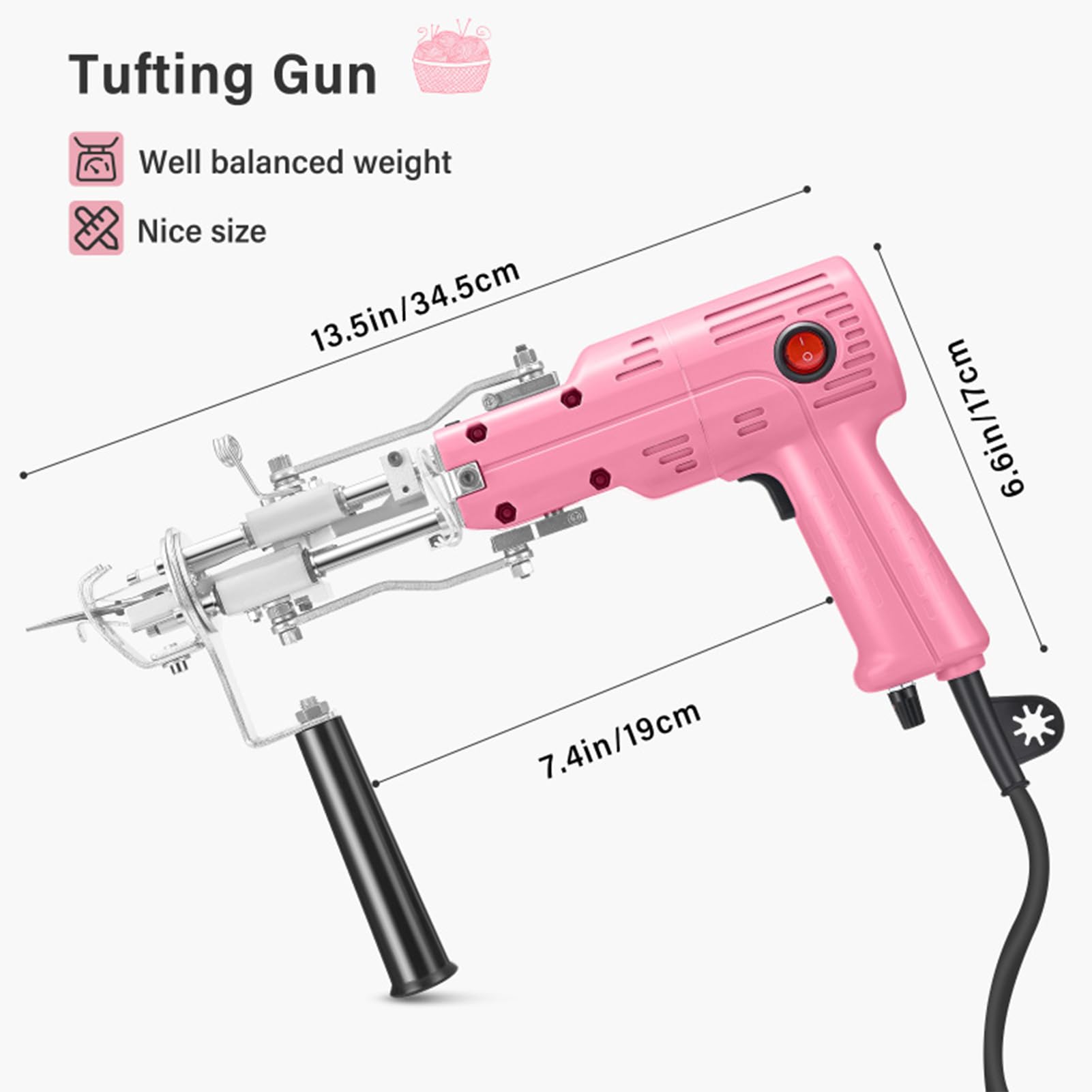 Tufting Gun Kit 2 en 1 Pistolet à Touffeter éLectrique avec Coupe-Tapis,Pistolet à Tapis Haute Vitesse réglable 5-40 Points/Sec,DIY pour recommandé aux débutants,Blue