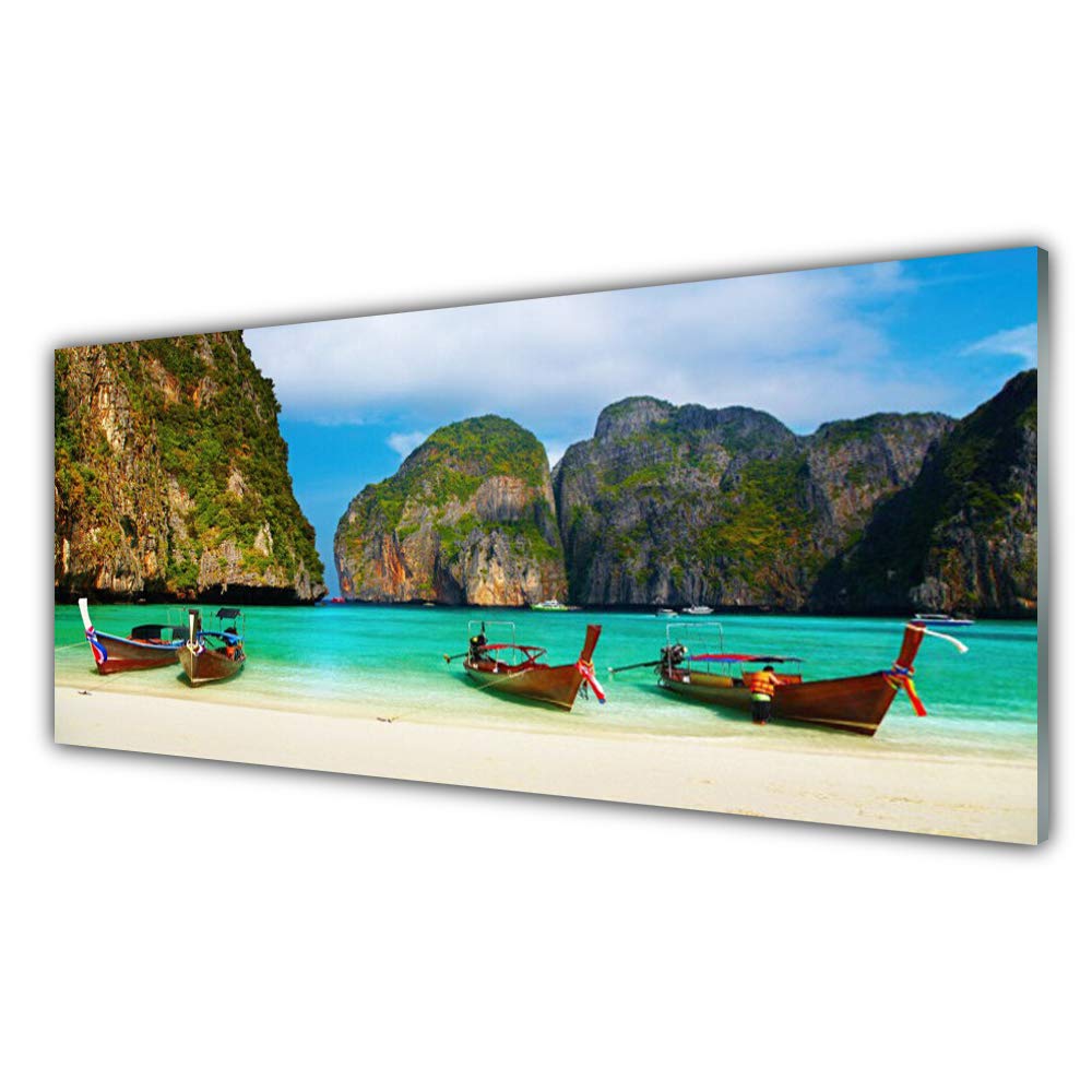 Décoration Tableau Mural Moderne Tulup | Verre Trempé 125x50cm Paysage Plage Mer