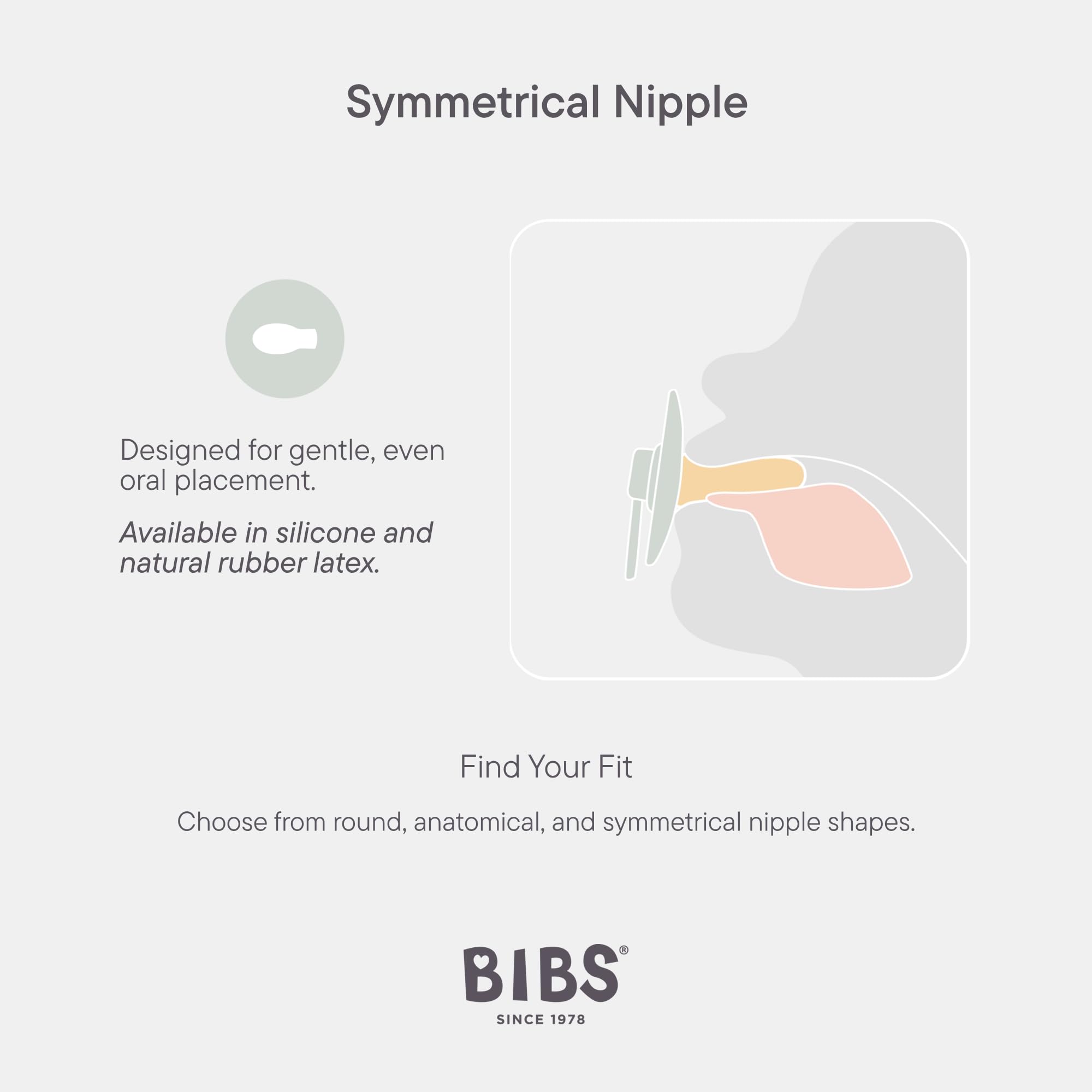 BIBS Colour Symmetrical, Set di 2 ciucci, succhietto senza BPA, Tettarella simmetrica. Lattice di gomma naturale, Prodotto in Danimarca/UE. Misura 2 (6-18 mesi), Sand/Iron