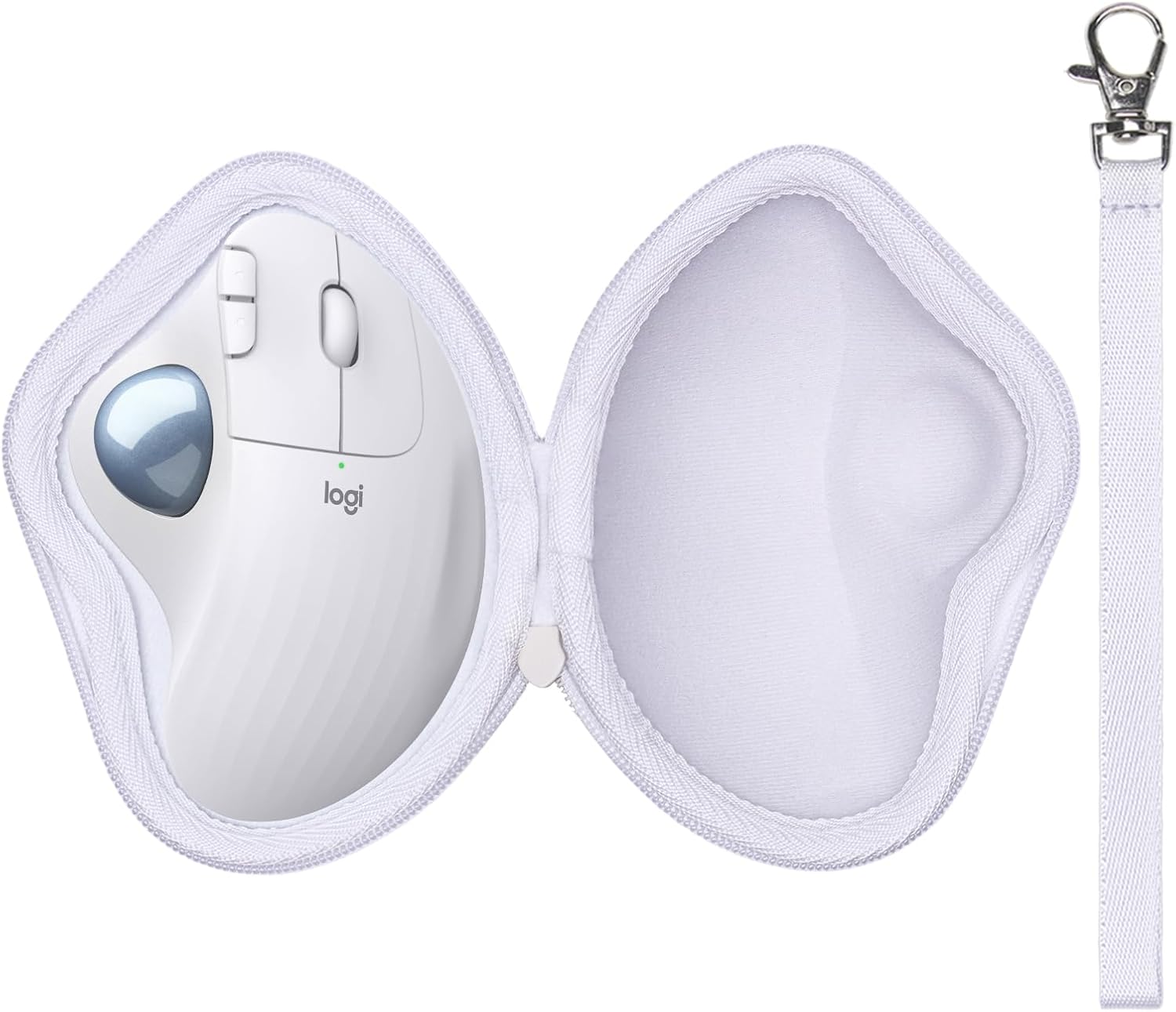 LTGEM Case Compatible with Logitech Ergo M575S / M575 / M570 Wireless Trackball Ergonomic Mouse, Office Travel Carrying Storage Bag - White(Case Only)