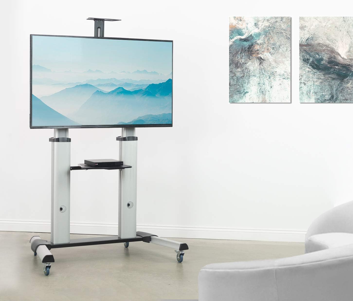 VIVO Aluminum Mobile TV Cart for 13 to 100 inch Screens up to 220 lbs, LCD LED OLED 4K Smart Flat and Curved Panels, Heavy Duty Stand, Shelf, Wheels, Max VESA 1000x600, Silver, STAND-TV22S : Office Products