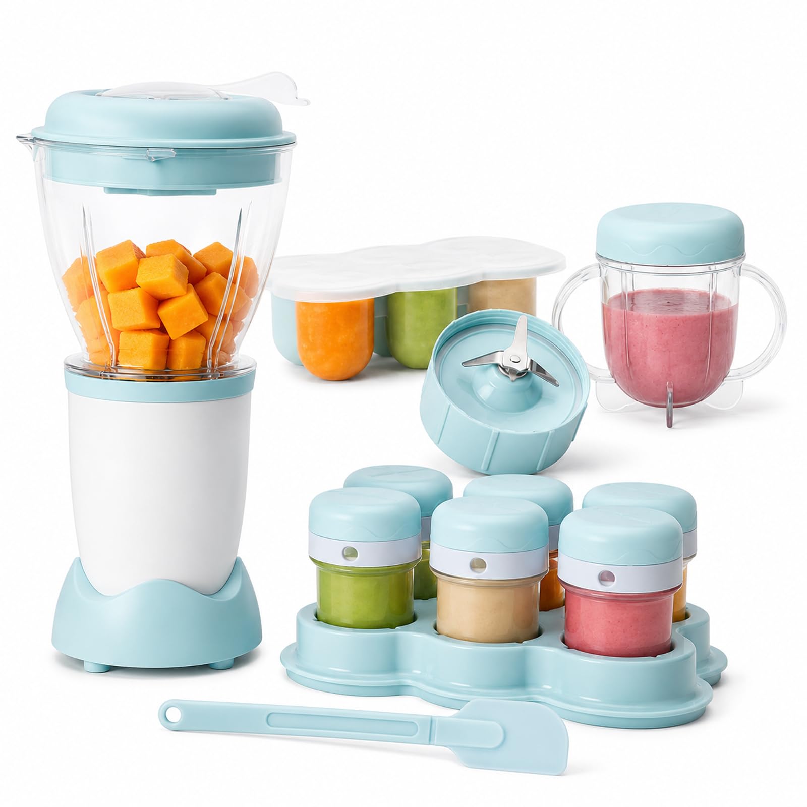 Denash Procesador de Alimentos para Bebés, Fabricante de Alimentos para Bebés Multifunción de 200 W con Hoja de Acero Inoxidable, licuadora de puré Infantil (Enchufe europeo 220-240V)