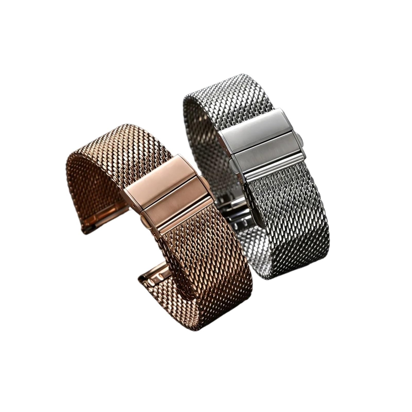 Cinturino di ricambio universale sottile da 0,6 mm in maglia milanese in acciaio inox, larghezza 18, 20, 22 mm (argento, 18 mm)