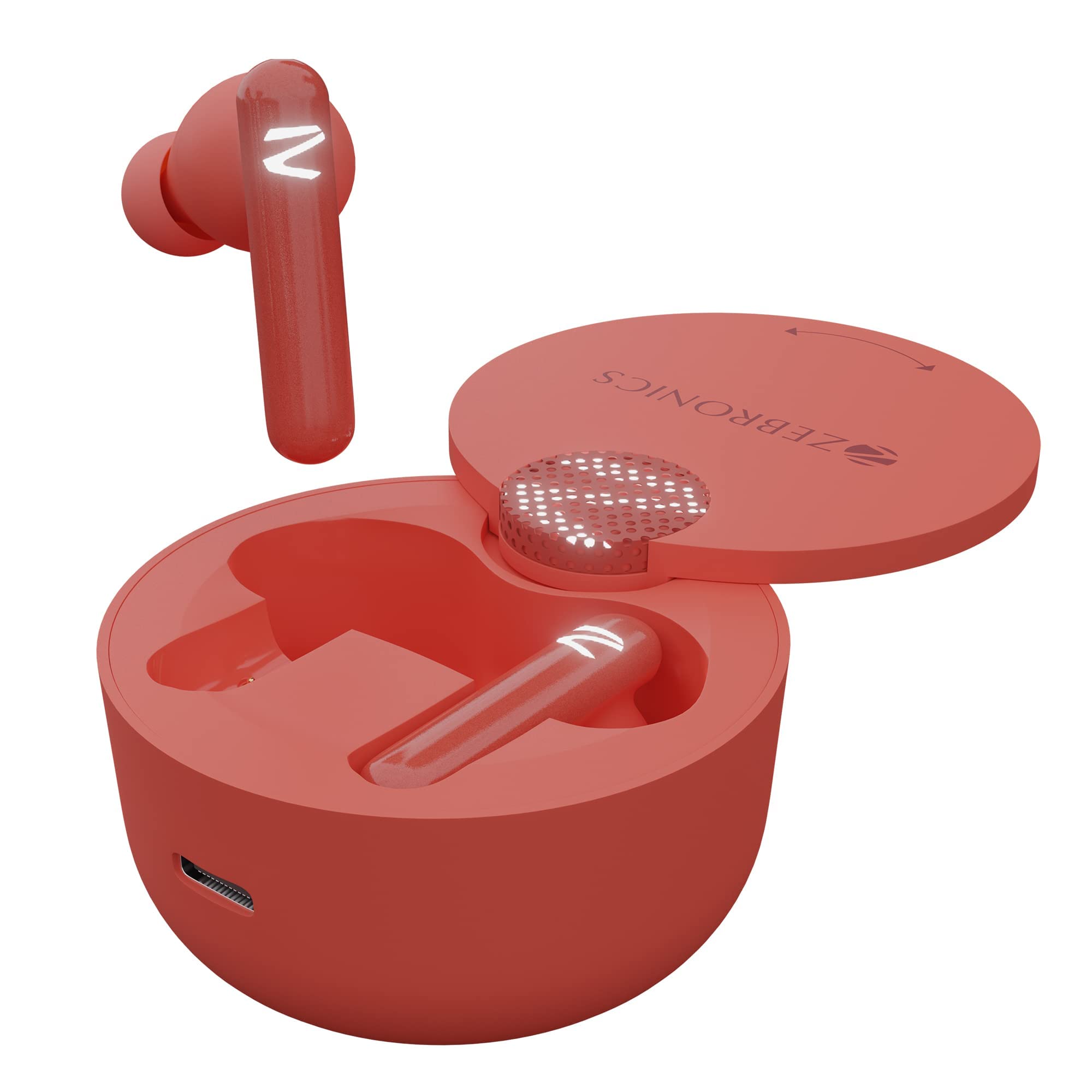 Zebronics Zeb-Sound Bomb G1 Gaming Bluetooth Truly Wireless in Ear Earbuds, 50Ms Low Latency, AAC Support, Flash Connect, Deep Bass (Red) (Renewed)