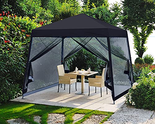 MASTERCANOPY Pop Up Gazebo Canopy with Mosquito Netting (11x11, Black)