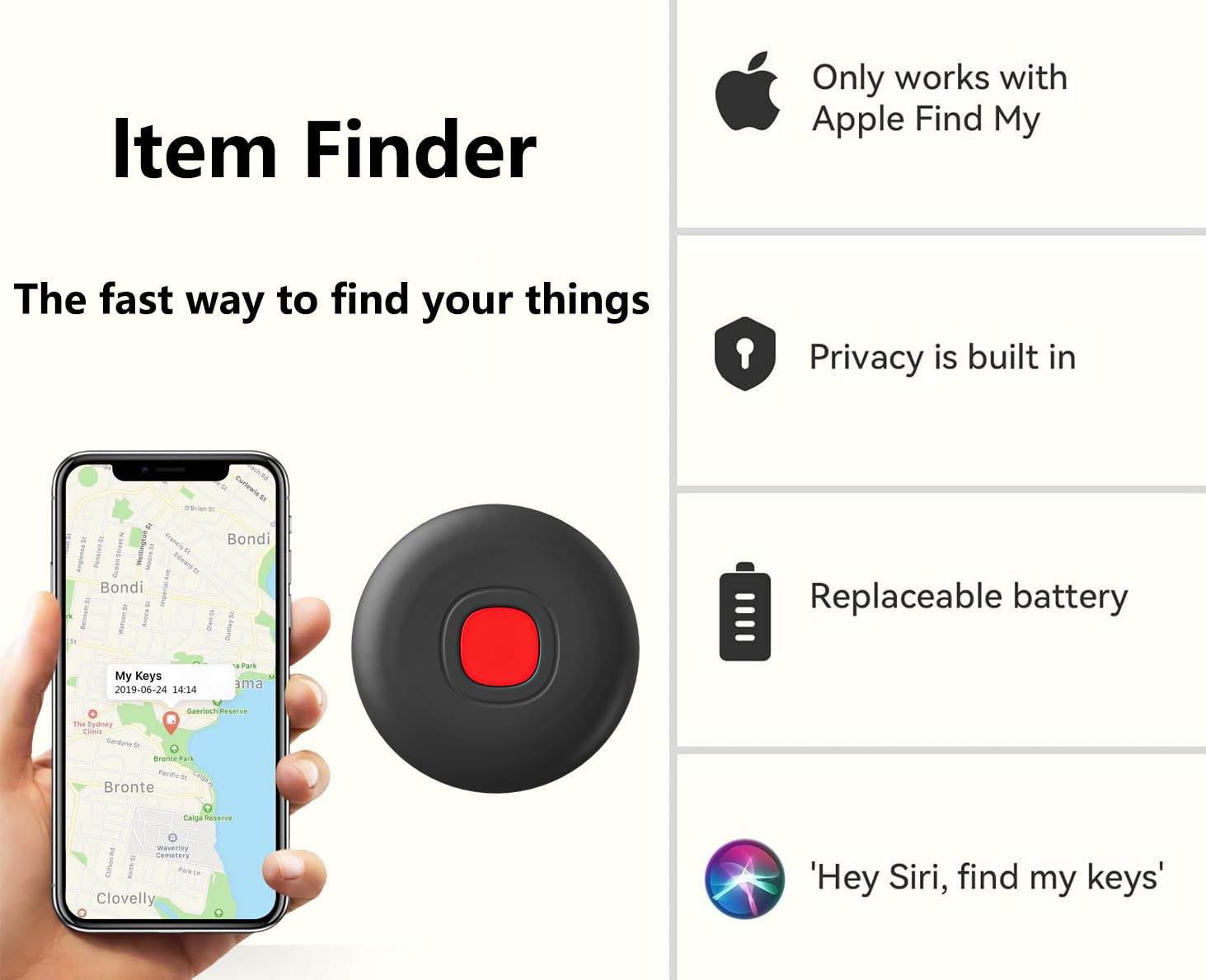 Lot de 4 étiquettes de suivi d'air intelligentes, étanche IP68, traqueur de bagages Bluetooth fonctionne avec l'application Apple Find My (iOS uniquement), localisateur de clés et localisateur