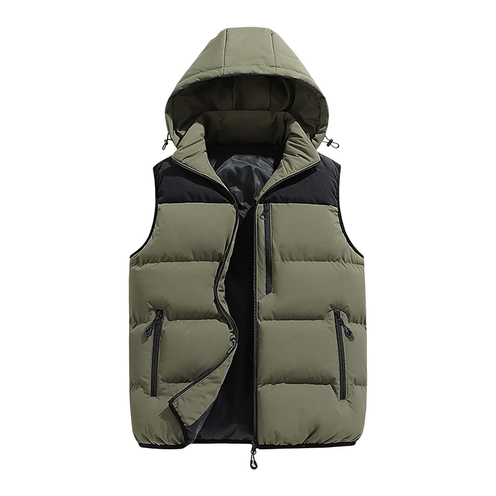 Herren Hooded Puffer Weste Leichte Steppweste Bodywarmer Weste Winter Outdoor Ärmellose Jacke für Männer Warm Gepolsterte Weste mit Reißverschluss Casual Fashion Weste für Wandern oder Alltag
