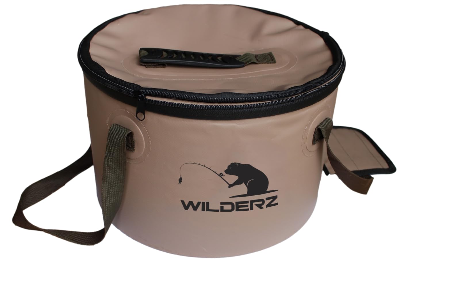 CAMPERZ Foldable Bucket, Folding Bowl for Fishing Gardening, Folding Bucket, Water Bucket, Fishing Bucket with Lid and Zip (Brown)