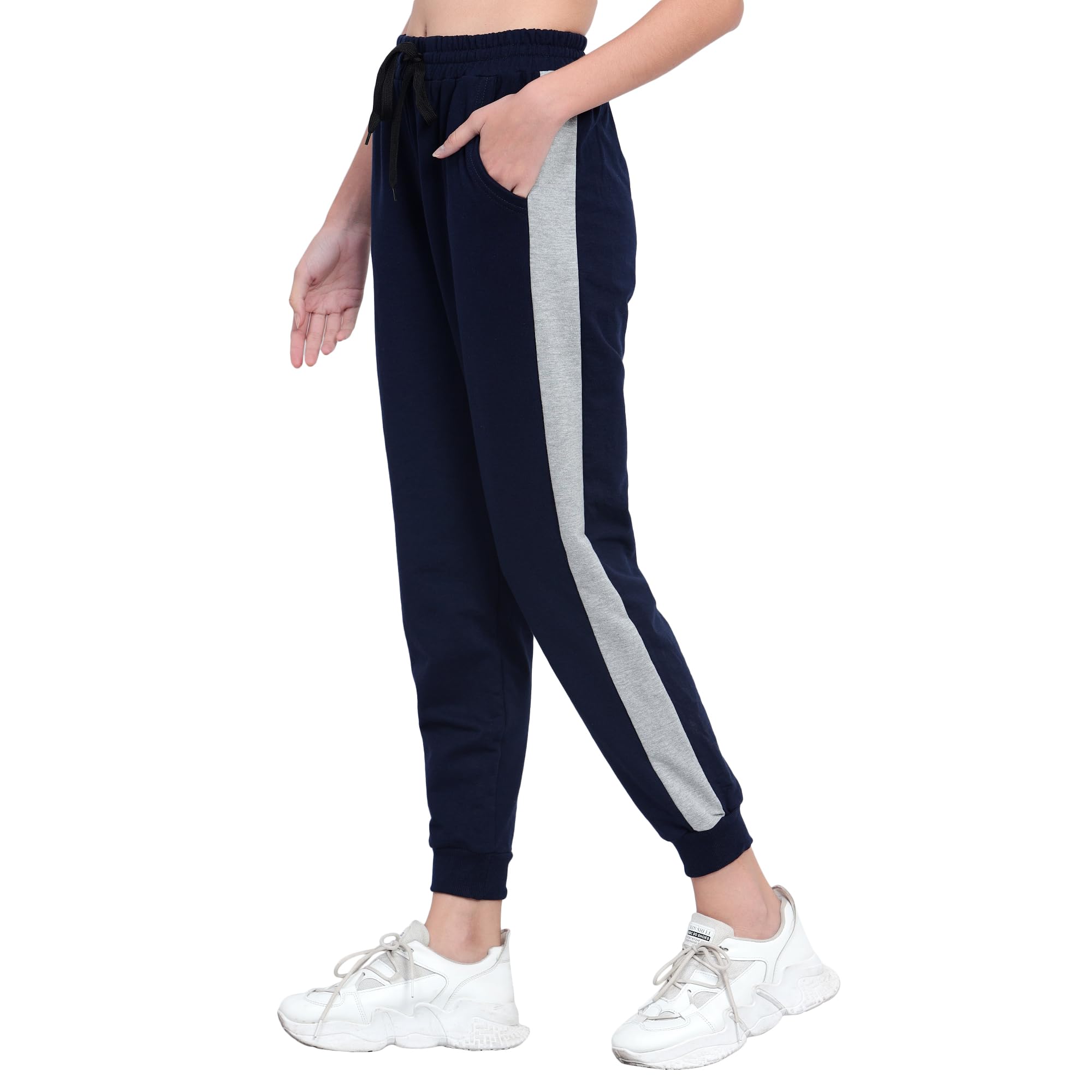 BLUE STAR SHARKWomen's Cotton Loopknit Track Pants | Comfortable Lounge Pants for Summer | Casual Pyjamas, Nightwear, Gym, Yoga, Sports, Running | Relaxed Fit Everyday Comfort