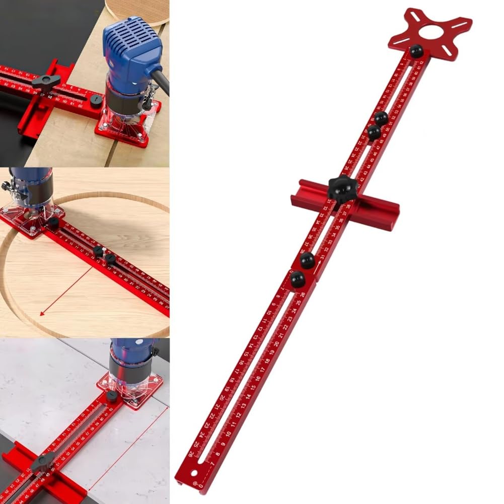 Support de Rainure de Fraisage, Gabarit de Coupe Circulaire de Routeur de Rayon de 9 à 61 Cm, Gabarit de Quincaillerie D'Armoire en Aluminium pour le Travail Du Bois
