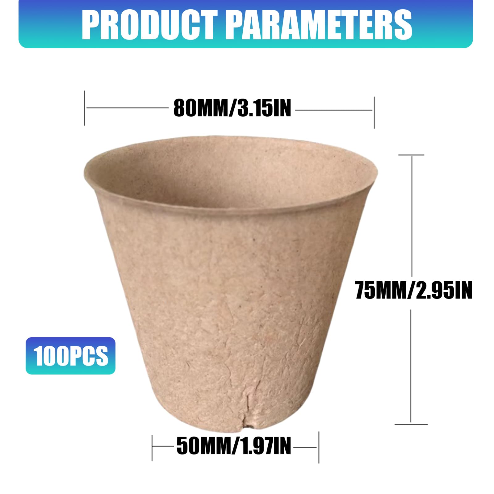 Lot de 100 bacs ronds pour plantes, gestion de l'eau
