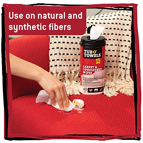 Tub O' Towels Carpet & Upholstery Cleaning Wipes 2 Pack – 7 x 8 Pre-Moistened Multi Surface Fabric Cleaning Wipes, 40 Count for Carpet, Rugs & Furniture by Tub O' Towels - Image 3
