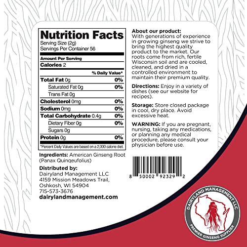 Dairyland Management Llc Ginseng Slices - 4 Oz Pack Wisconsin Ginseng Slices - Authentic American Ginseng - Non-Gmo, Gluten Free Ginseng Root Slices - Use This Herbal Supplement In Soup, Tea, Congee #TOP6