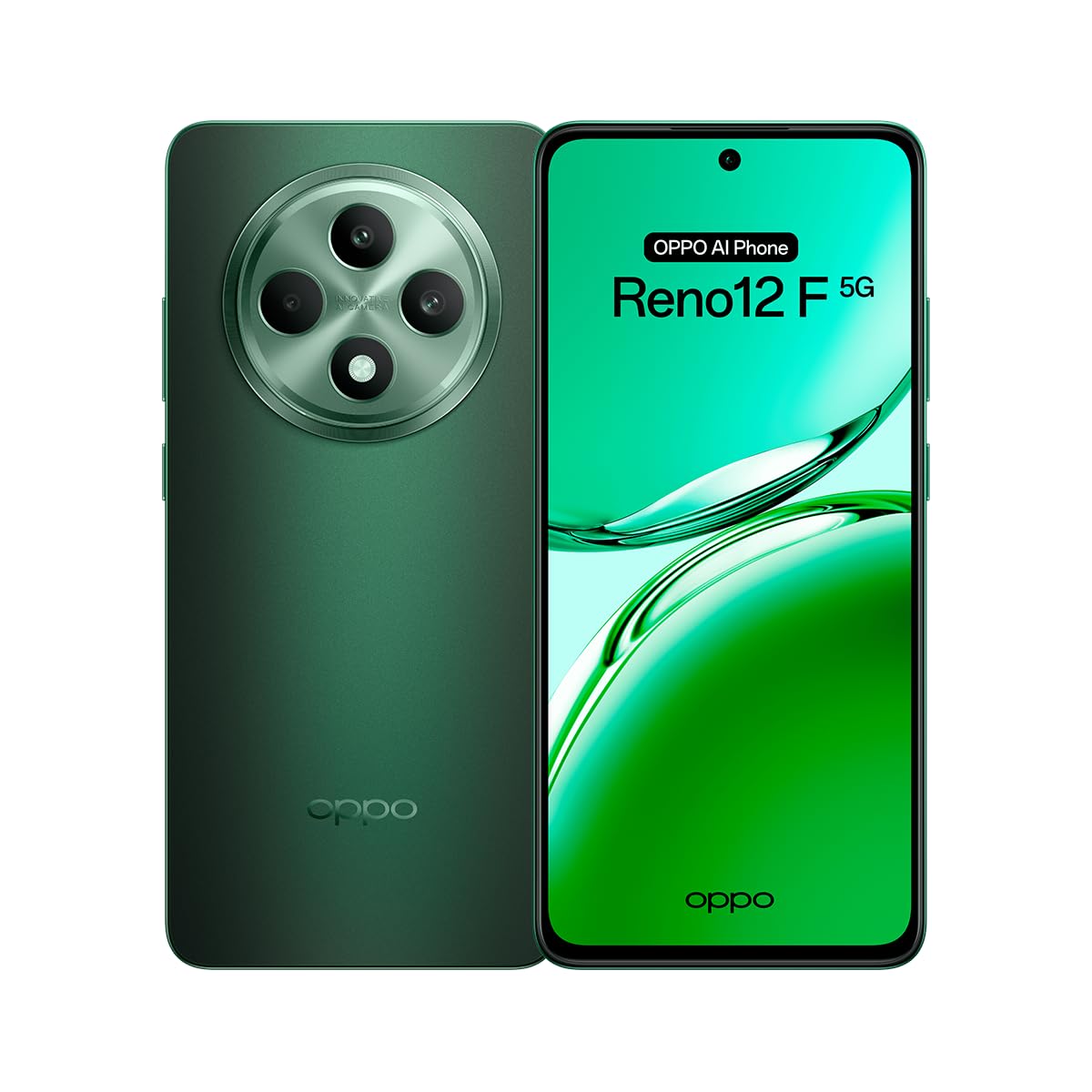 OPPOReno12 F 5G Mediatek D6300 8GB RAM 256GB Storage 6.67" FHD+ OLED Display Smartphone ColorOS Black Green - CPH2637L-BlackGreen