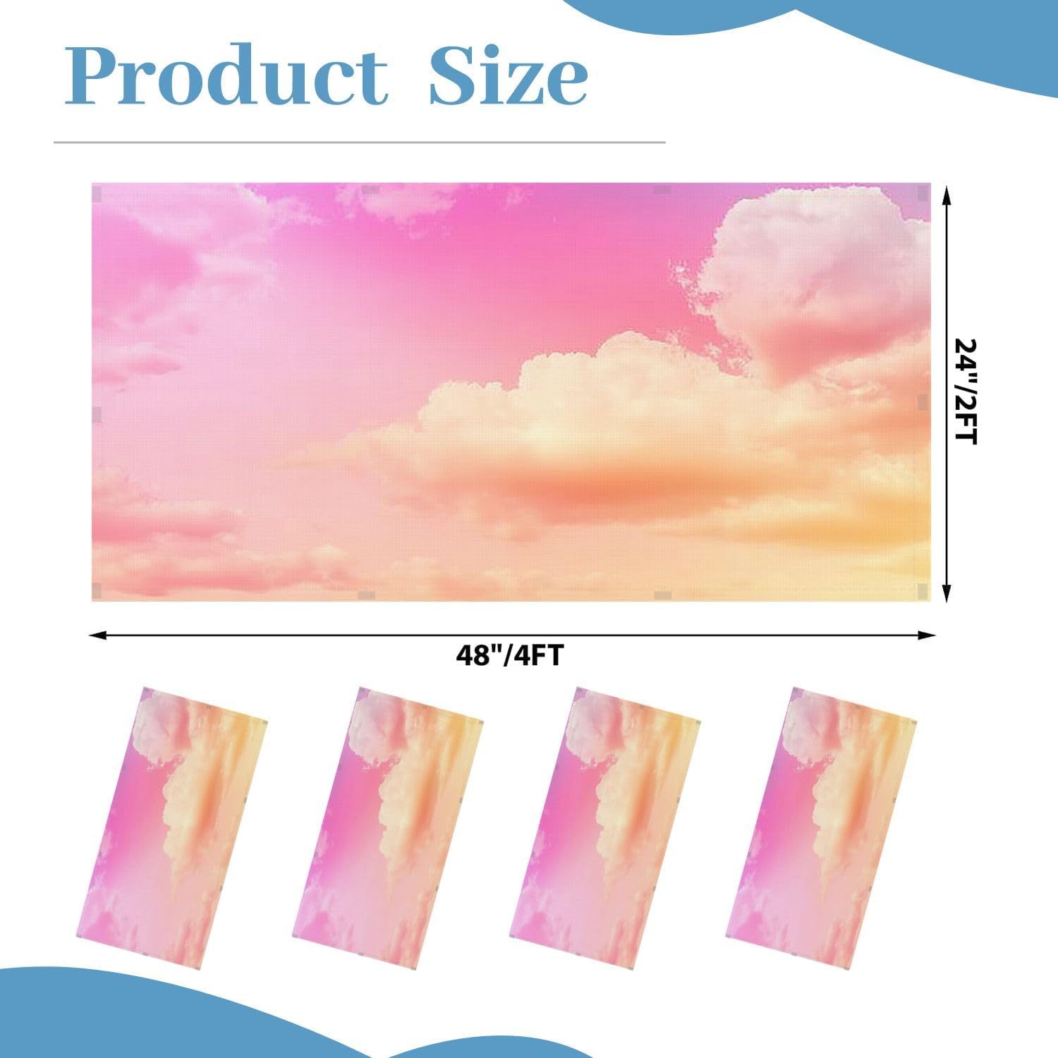 Fluorescent Light Covers for Ceiling Lights Soft Cloud Gradient Colorful Easy to Install Magnetic Light Filter for Classroom Office Hospitals School Home Decor