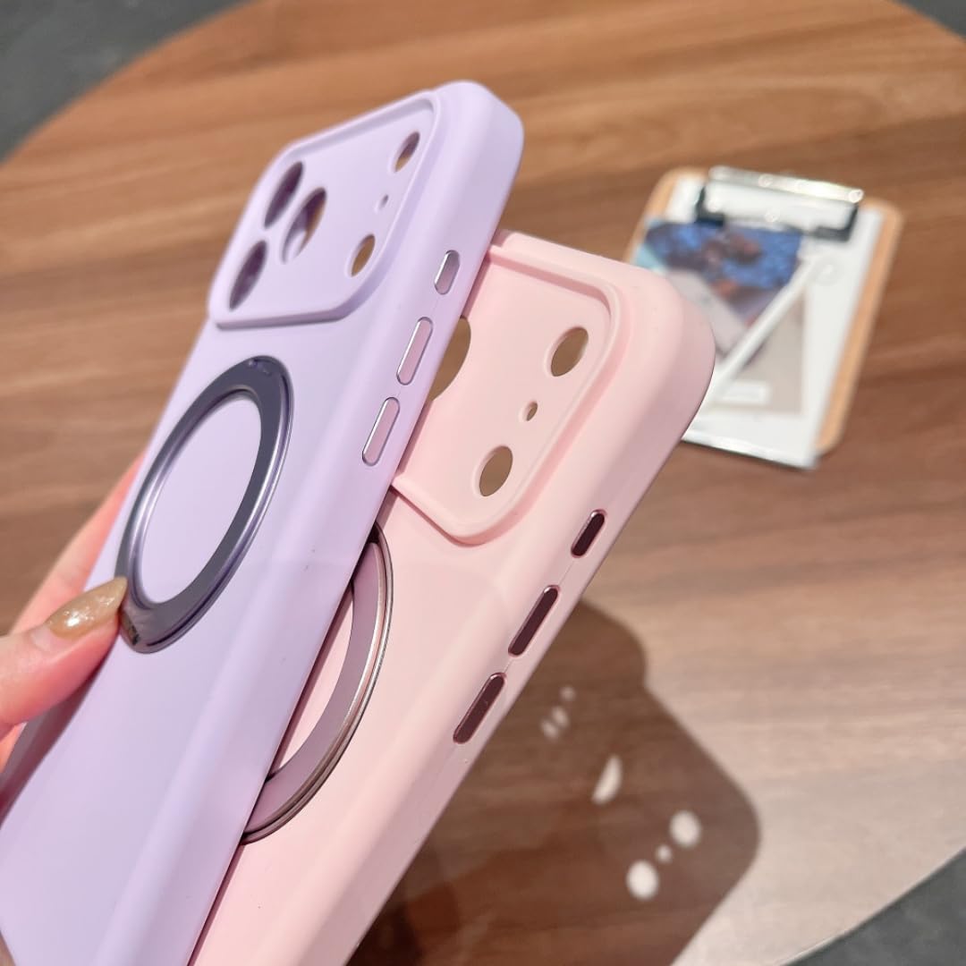 Custodia con supporto magnetico in silicone liquido girevole per iPhone 14 con ricarica wireless e cover invisibile (per iPhone 14/bianco)