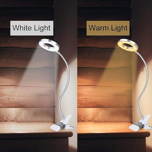 Miniatura 5 de Luz LED de lectura, lámpara de maquillaje, carga USB, ajustable, salón de belleza, luces LED de escritorio con clip para cejas, labios, extensión de