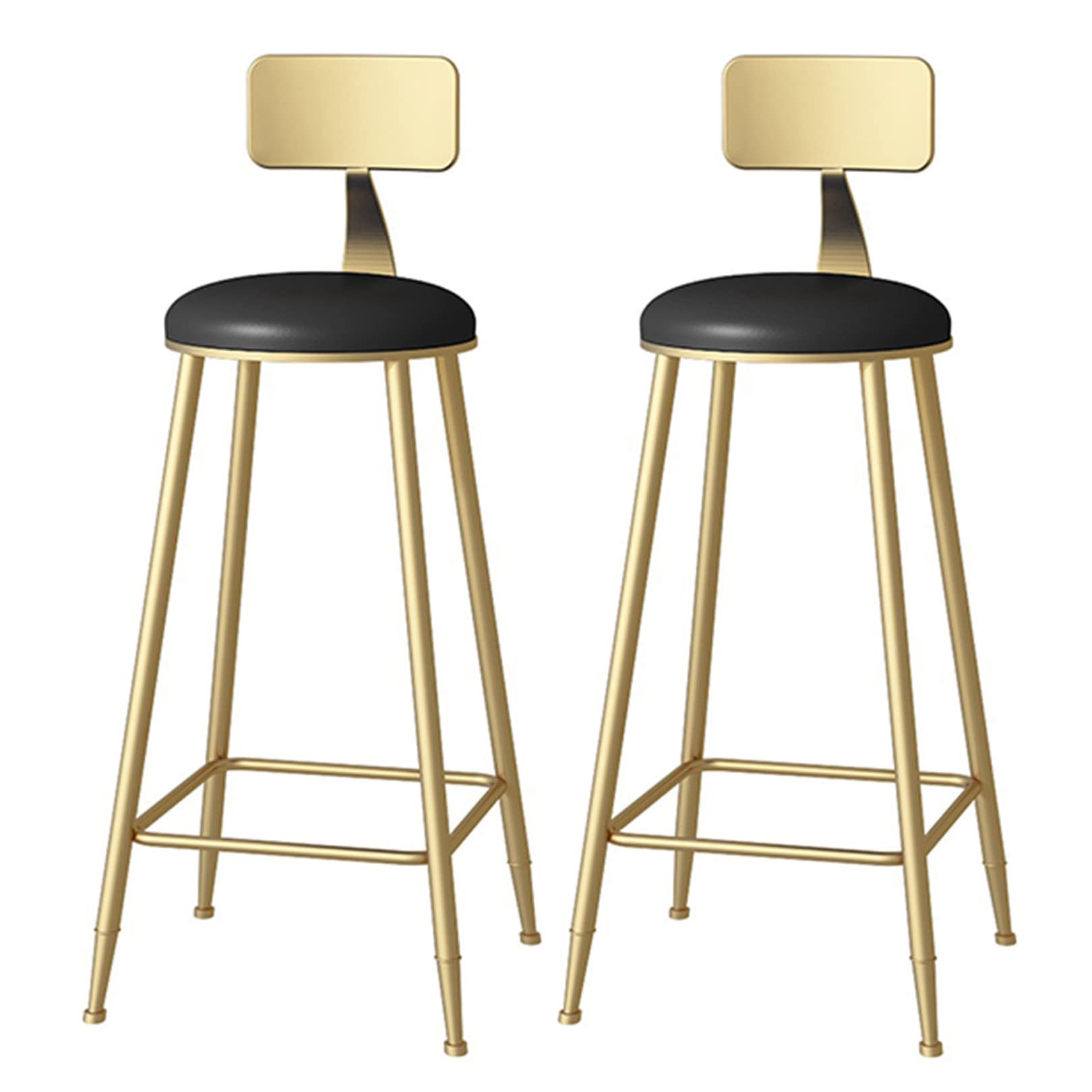 Tabourets de bar hauteur 75cm en cuir PU noir et métal lot de 2 pour cuisine