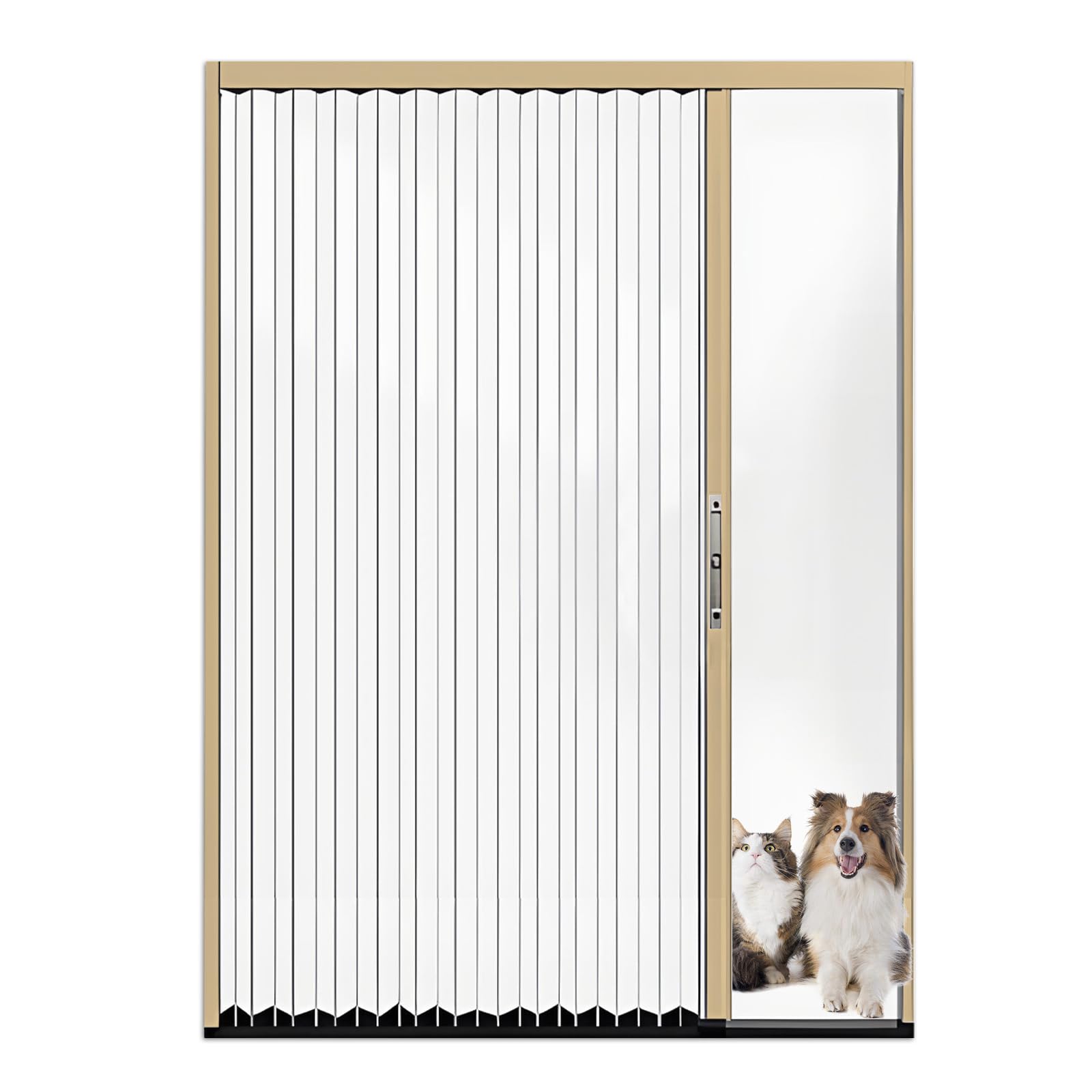 Interior Accordion Folding Door, No Drilling Retractable Sliding Doors with Lock, Customize Room Divider for Bathroom Closet Kitchen Patio, Aluminum Frame and Acrylic Panel