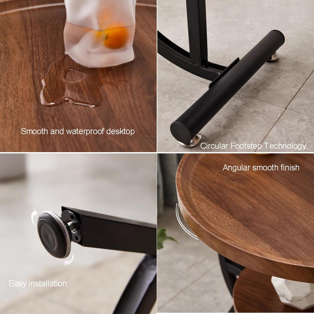 Amazon.co.jp: 2段ラウンドC型エンドテーブル、ソファ用スナックサイド