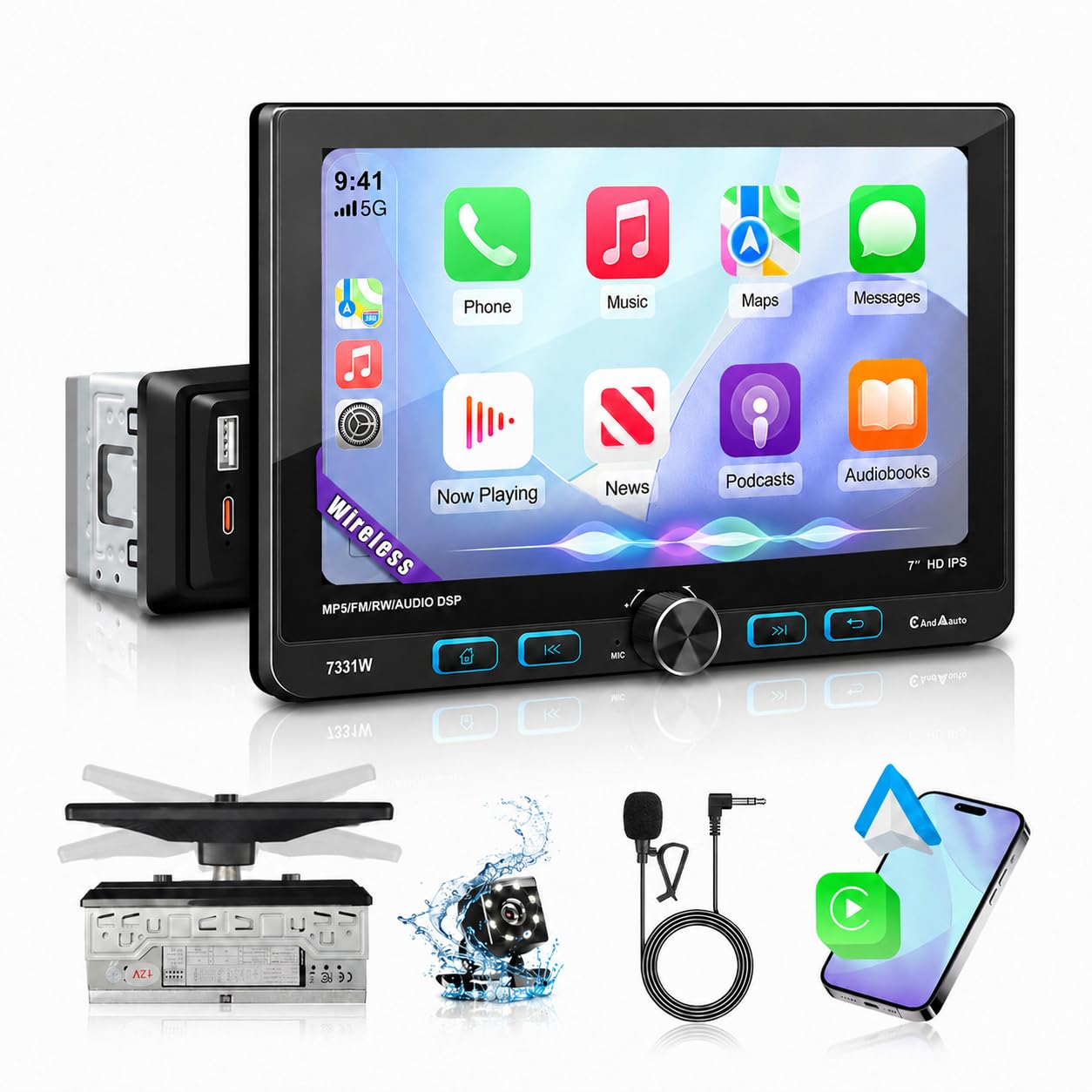 Emeito 7' HD IPS Single Din Touchscreen Radio
