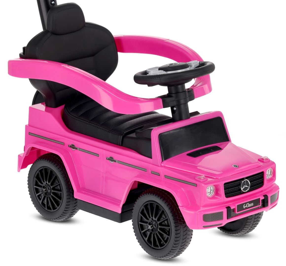 SUN BABY Mercedes-Benz G Correpasillos Andador Desde 12 Meses con Empujador para Niños, Ruedas de Goma TPE, Barra de Seguridad, Reposapiés Retráctiles, Volante con Sonidos - Rosa