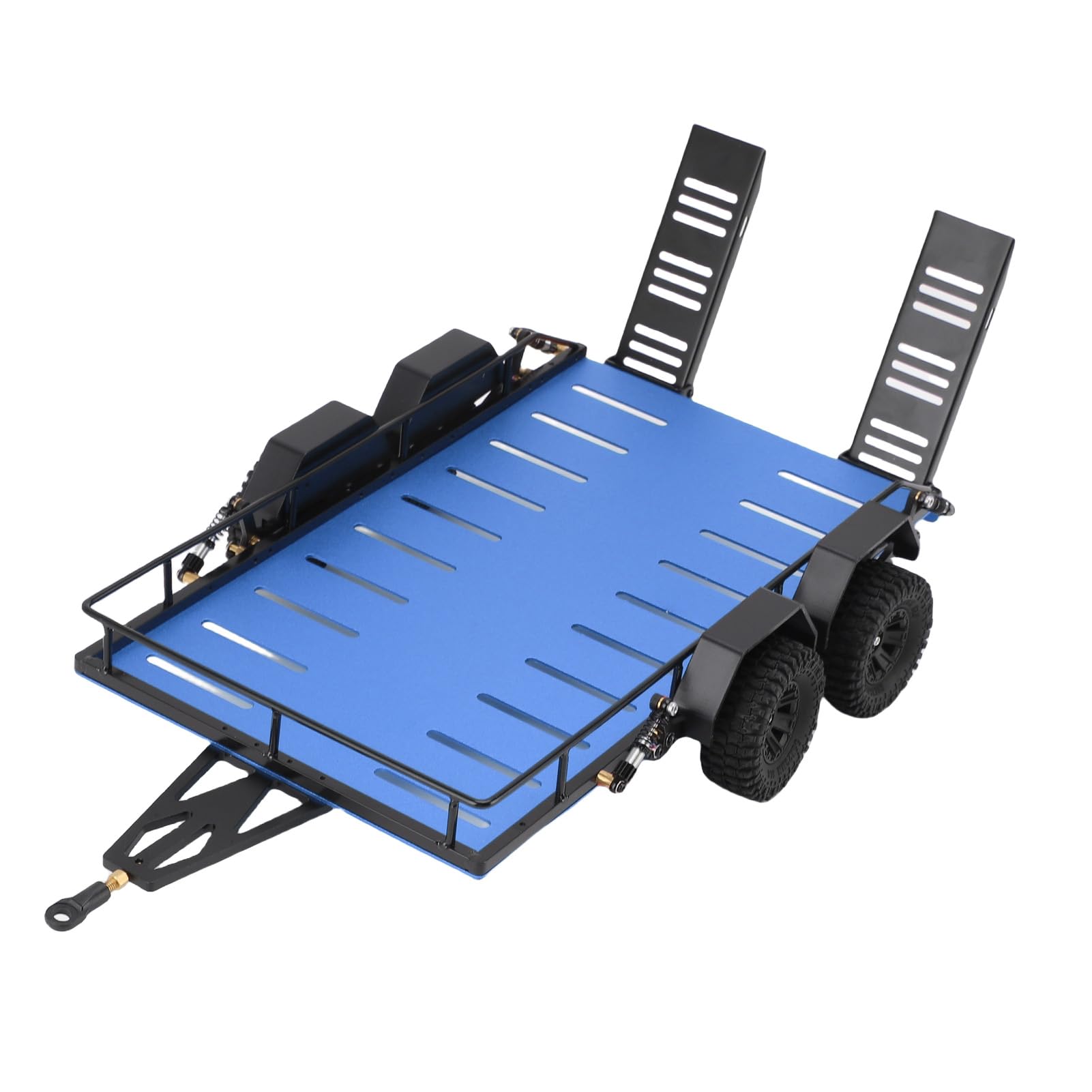 RC Metal Flap Fleet Trailer Kit Heavy Dut Off Road 1/18 RC with Hooks for Remote Control Car Enthusiasts (Blue)