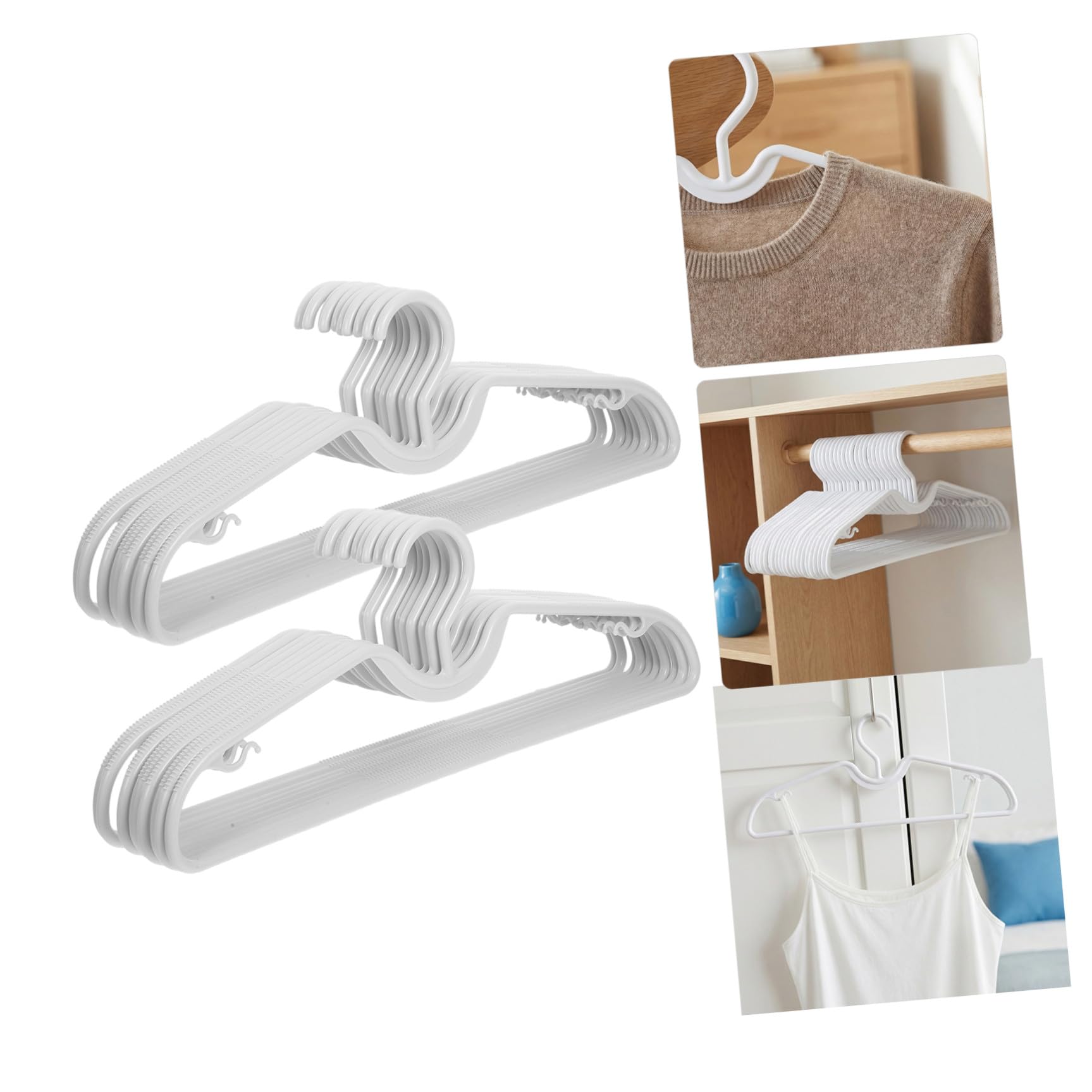 GALPADA rutschfeste Kleiderbügel zur Platzsparenden Aufbewahrung aus Weißem Kunststoff 30 Stück mit Kurzem Hals Glatte Oberfläche in Kleinen Schränken und Studentenwohnheim