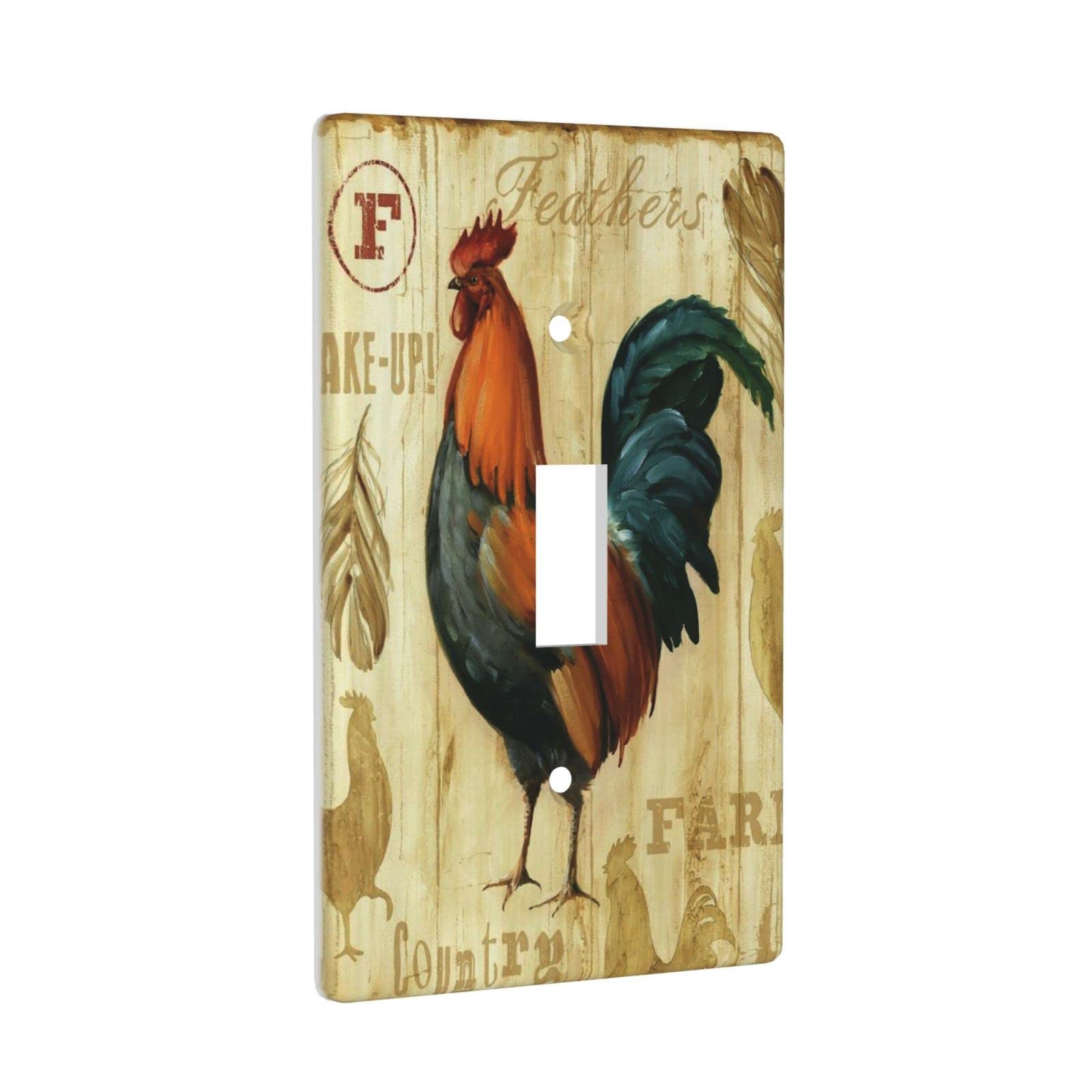 Rustic Rooster Plastic Wall Decor Toggle Light Switch Plate Cover Size