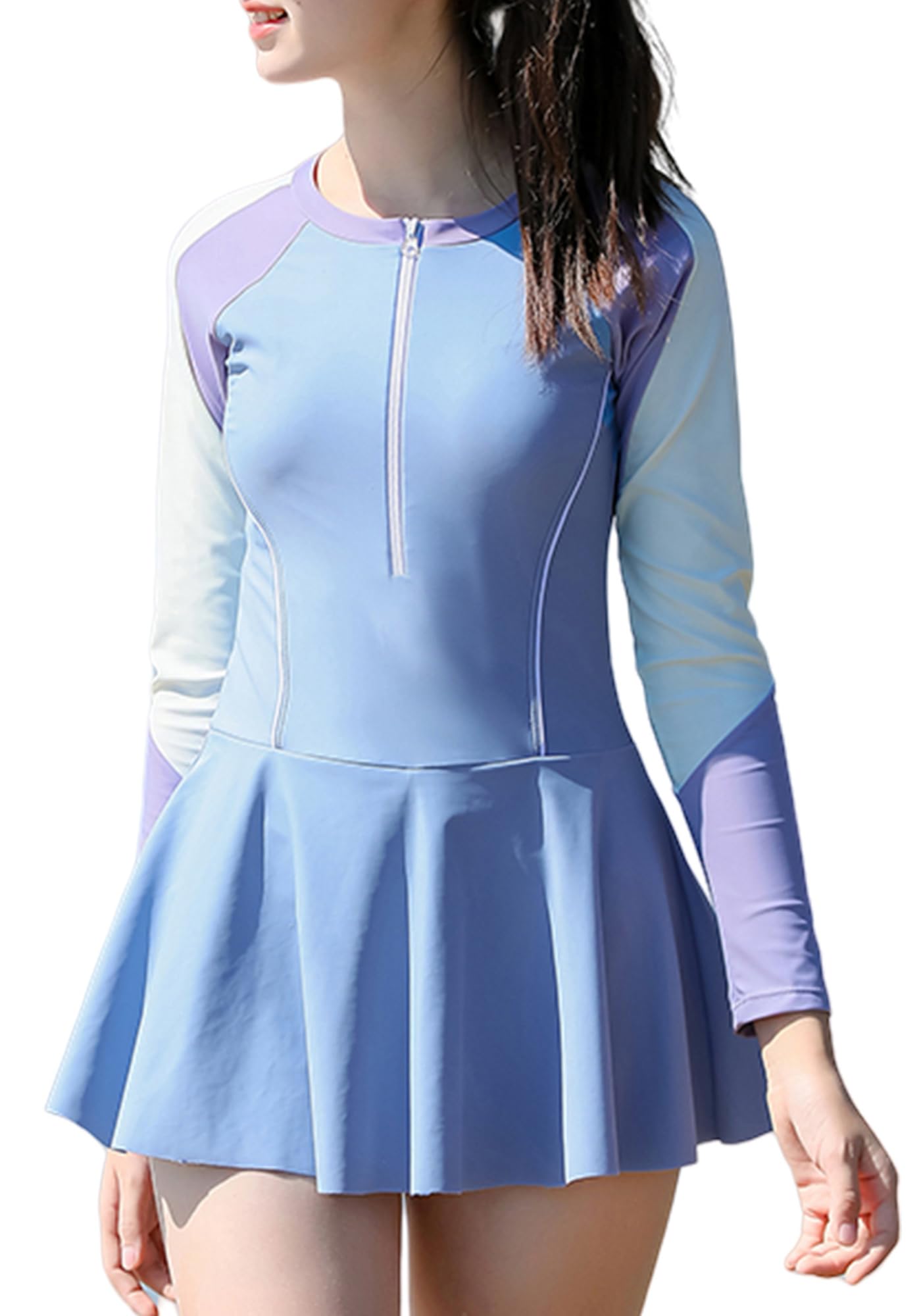 SEAUR Maillot de bain rashguard pour filles - Protection solaire UV UPF 50+ - Fermeture éclair