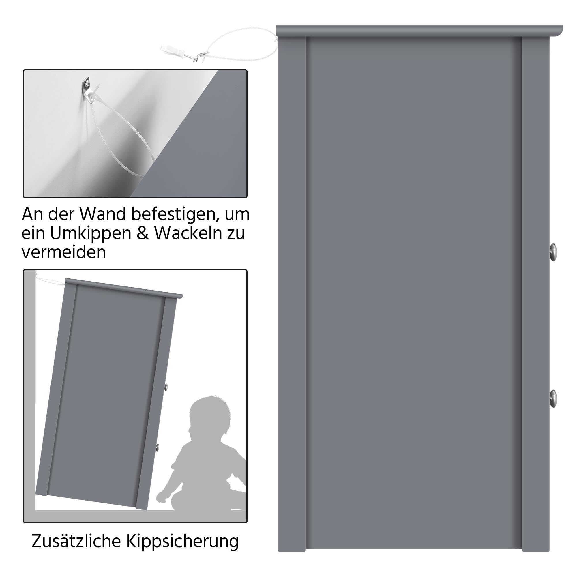 Yaheetech 2er Set Nachtschrank Nachttisch mit 2 Schubladen & 1 Ablagefach Holz Beistelltisch Sofatisch Schlichte Nachtkommode Schubladeschrank Nachtkonsole für Wohnzimmer und Schlafzimmer, Dunkelgrau
