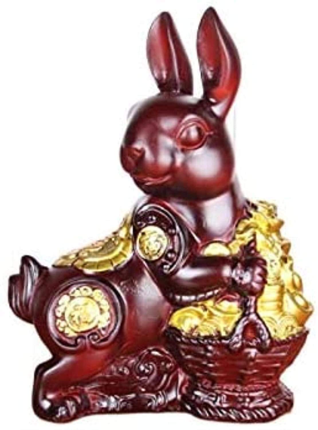 YNIYUJKL Wooden Chinese Zodiac Statues Home Decoration Statue Home And Office Sculpture Wood Feng Shui Decor Accessories Figurine 329,Kanin-A