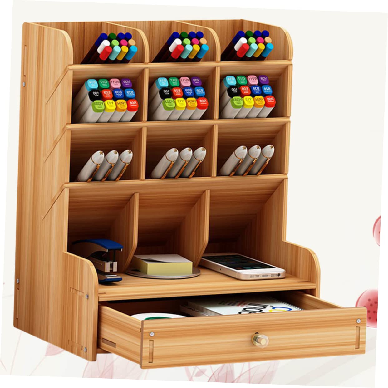 Einschulung Deko Holz Stiftehalter mit Großen Fächern für Büro Desktop