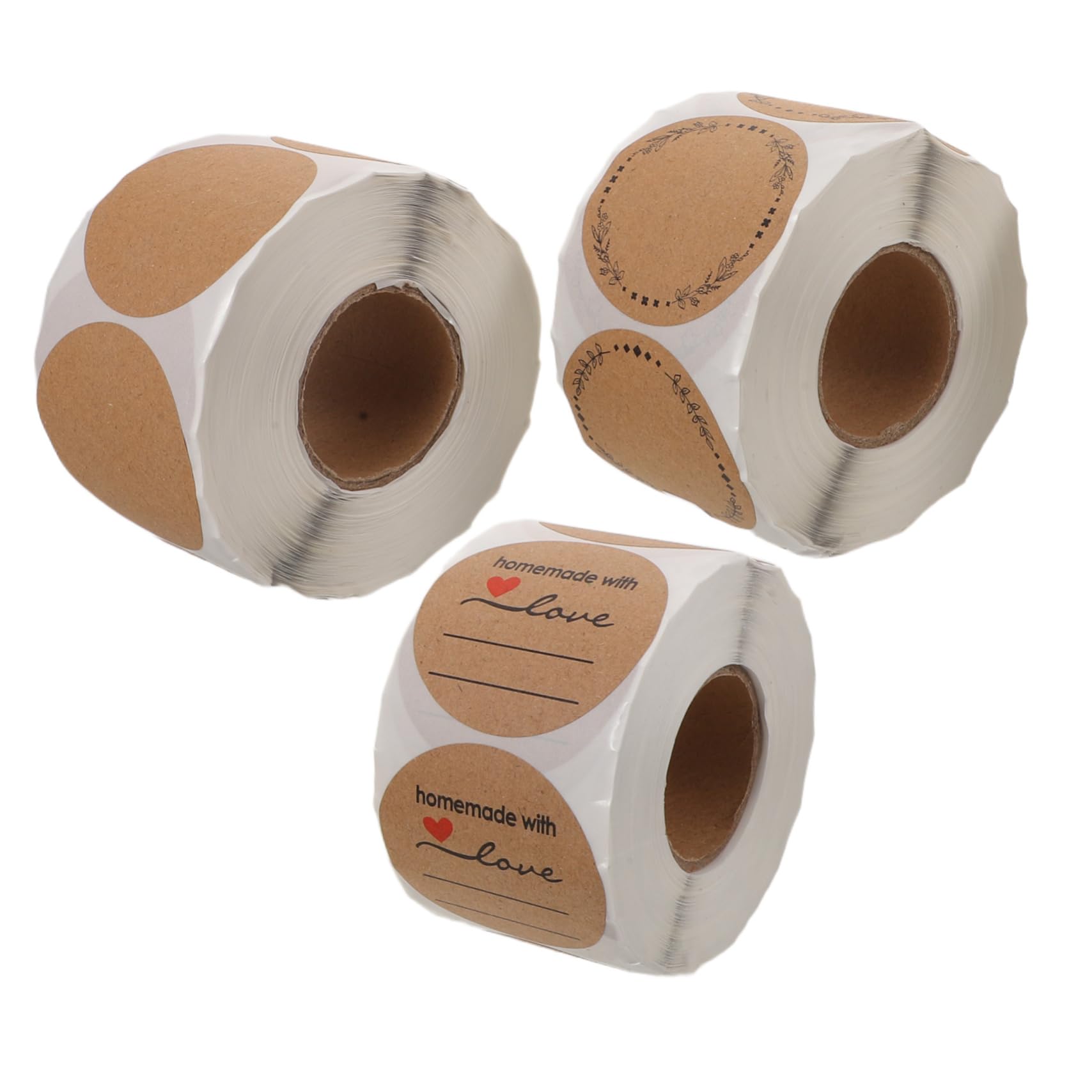 3 Pezzi Adesivi Rotondi in Kraft Forte Etichette Termiche Autoadesive su Rotolo per Sigillare Pacchi Buste e Barattoli per Mano e Decorazioni